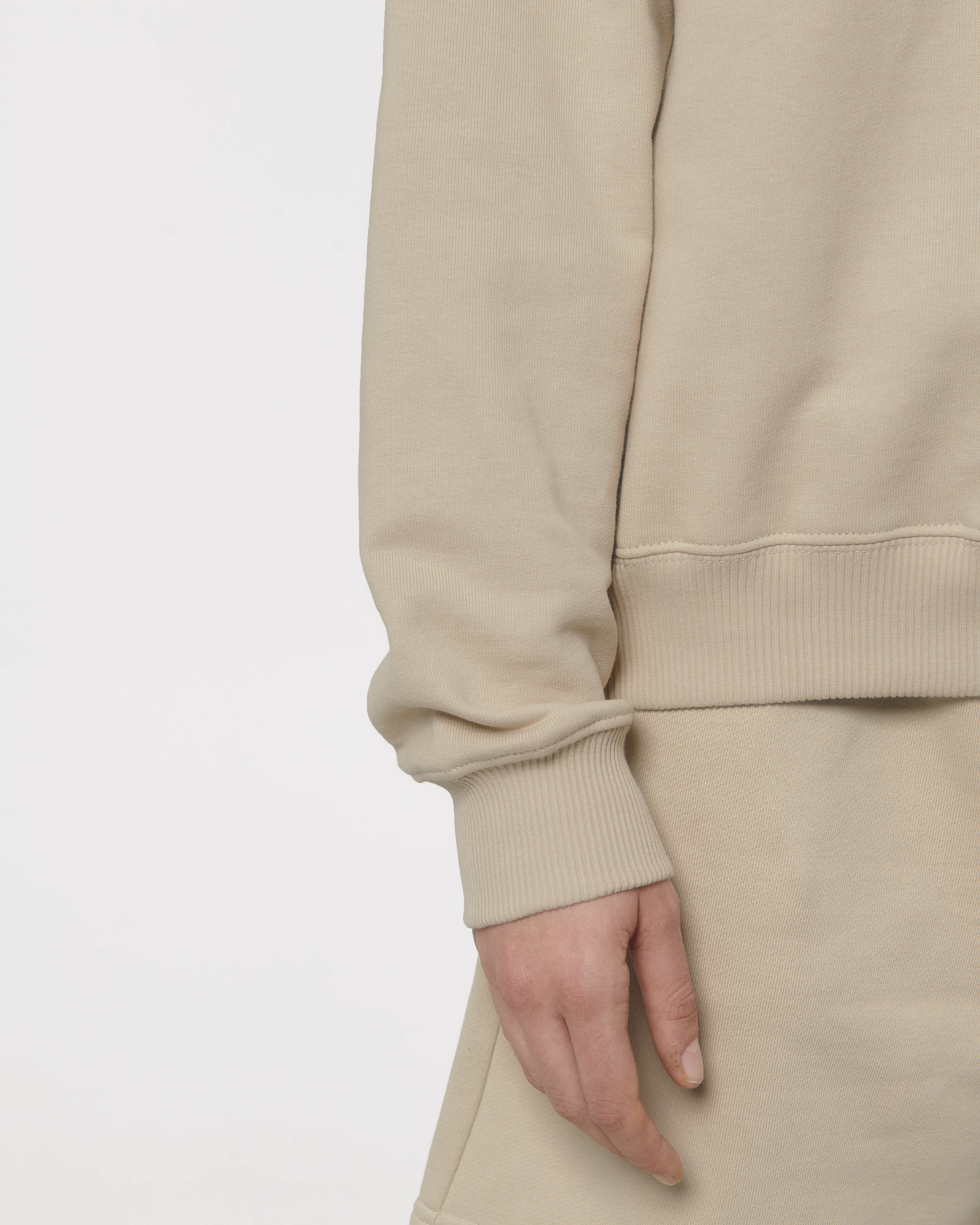 Oversized Boxy Quarter Zip Sweatshirt Beige