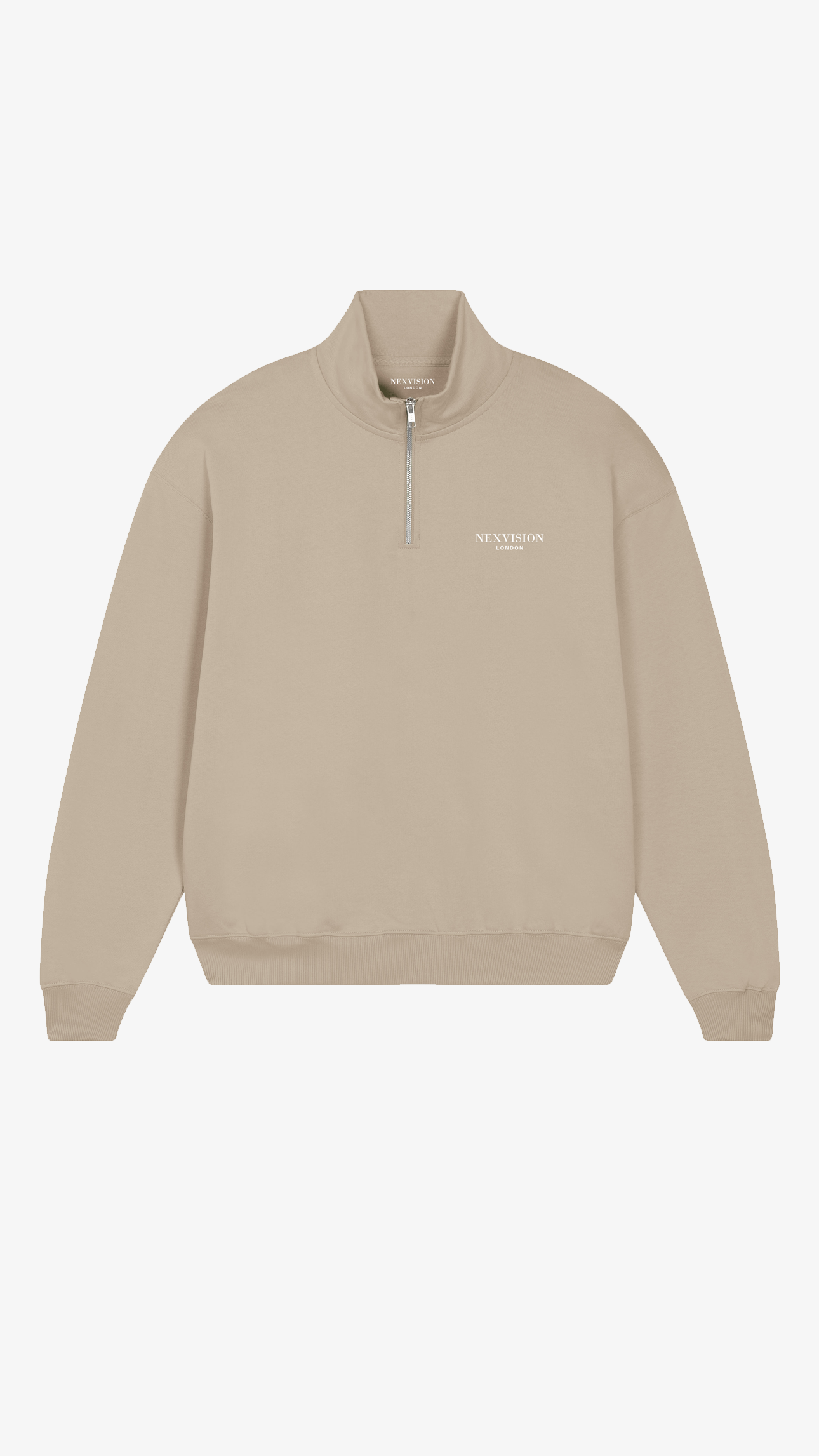 Organic Oversized Quarter Zip Sweatshirt | Beige