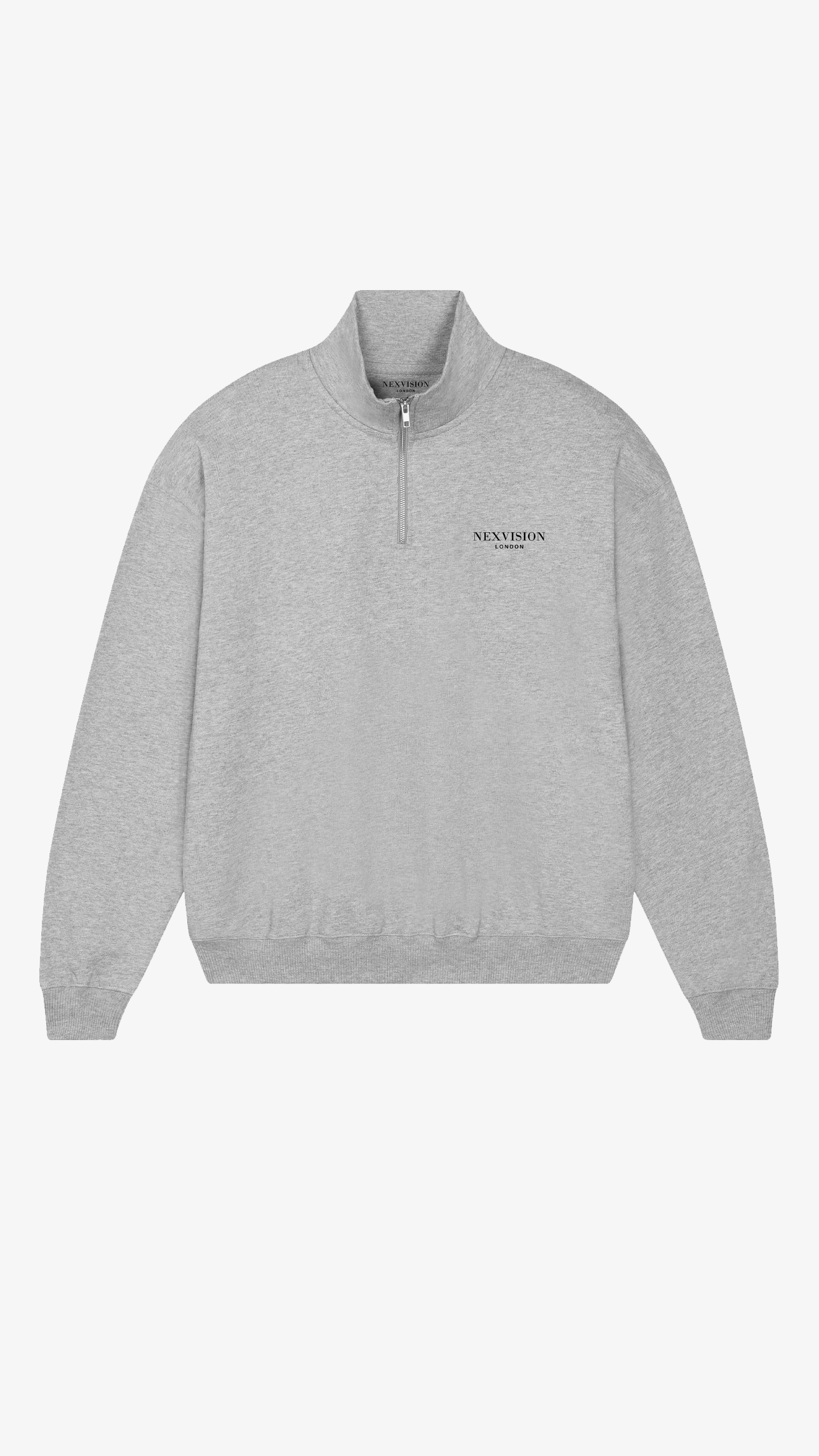 Organic Oversized Quarter Zip Sweatshirt | Grey Marl