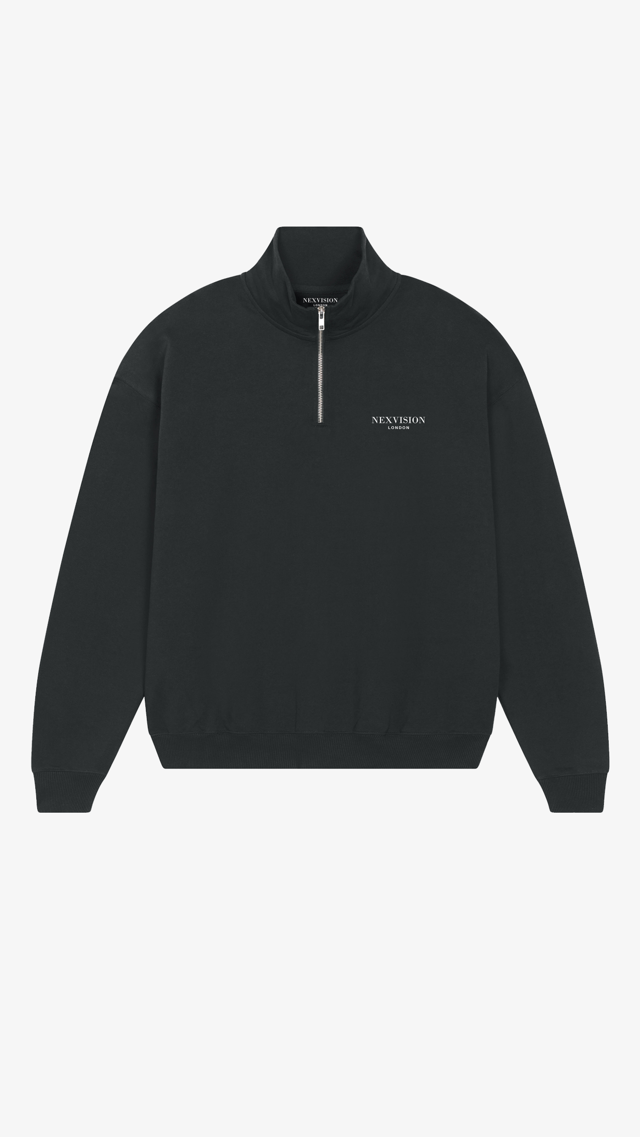 Organic Oversized Quarter Zip Sweatshirt | Black