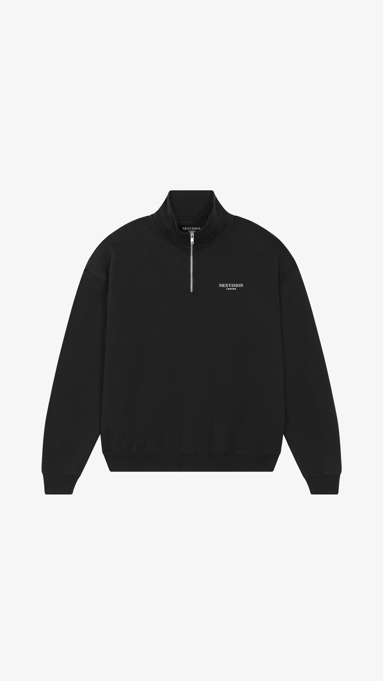Oversized Boxy Quarter Zip Sweatshirt Black