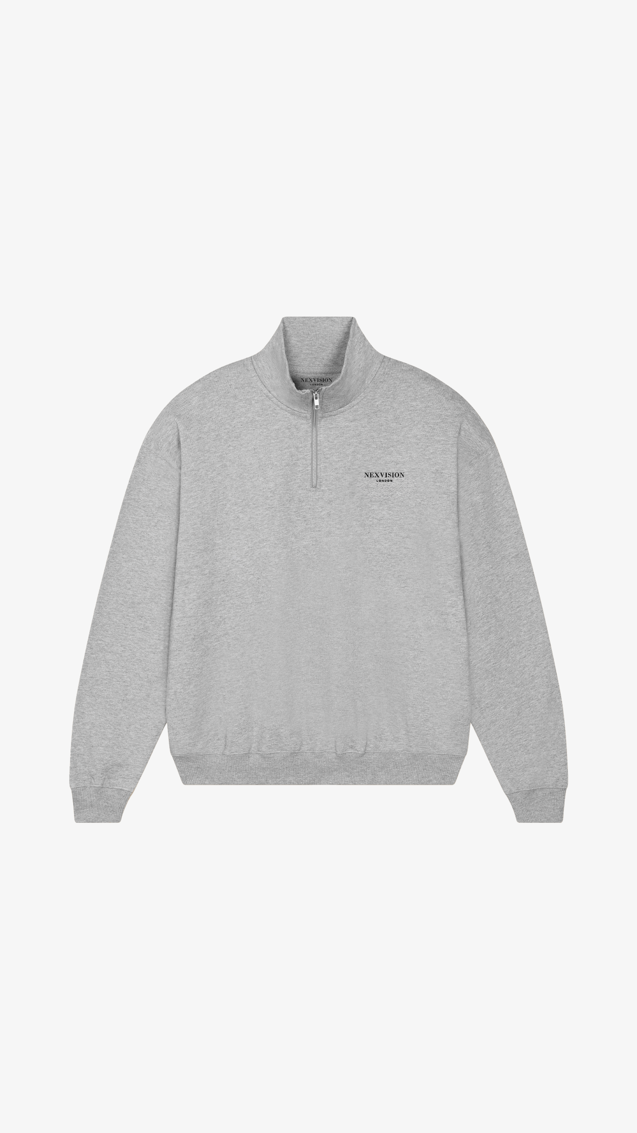 Oversized Boxy Quarter Zip Sweatshirt Grey Marl