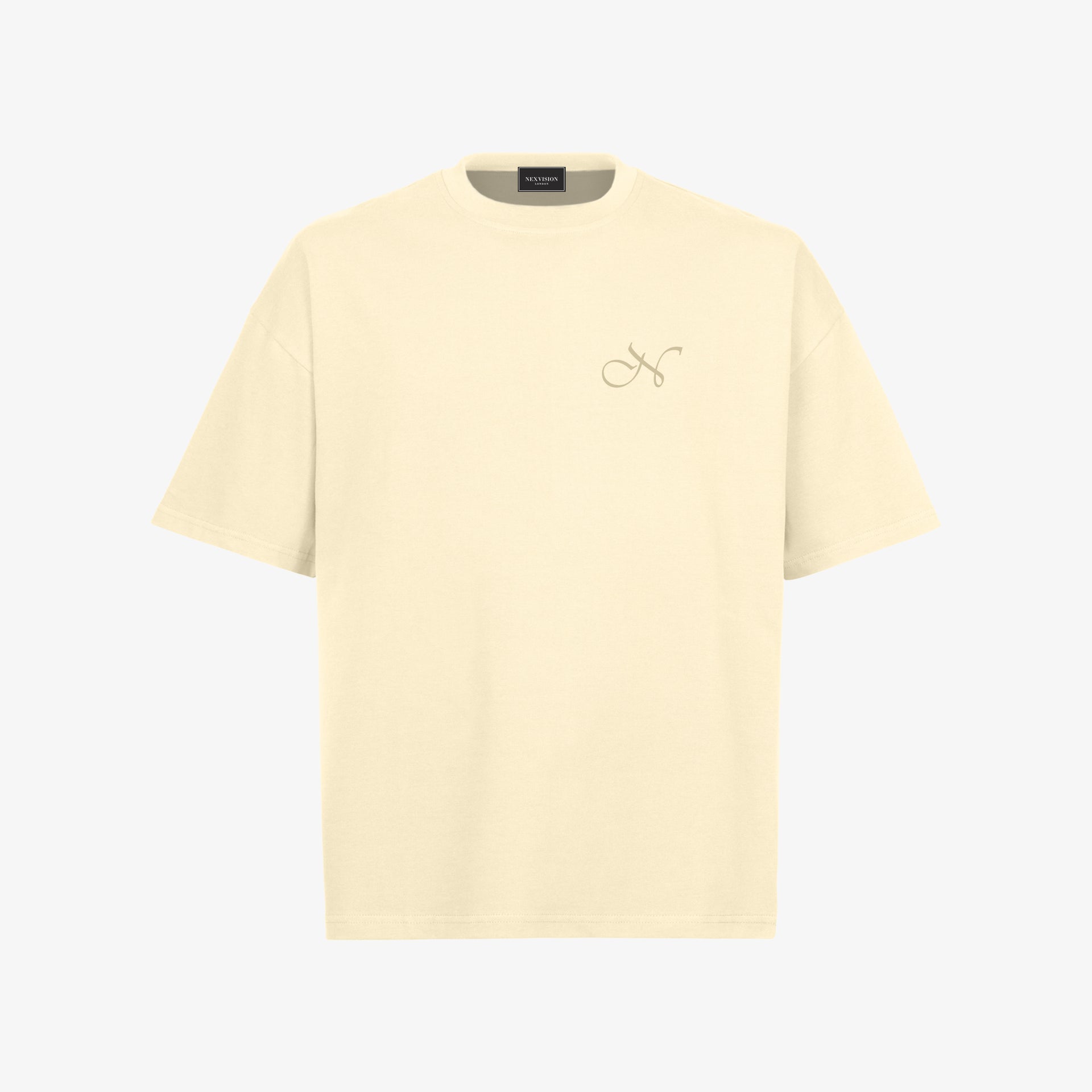 Cream Embroidered Oversized Boxy T-Shirt