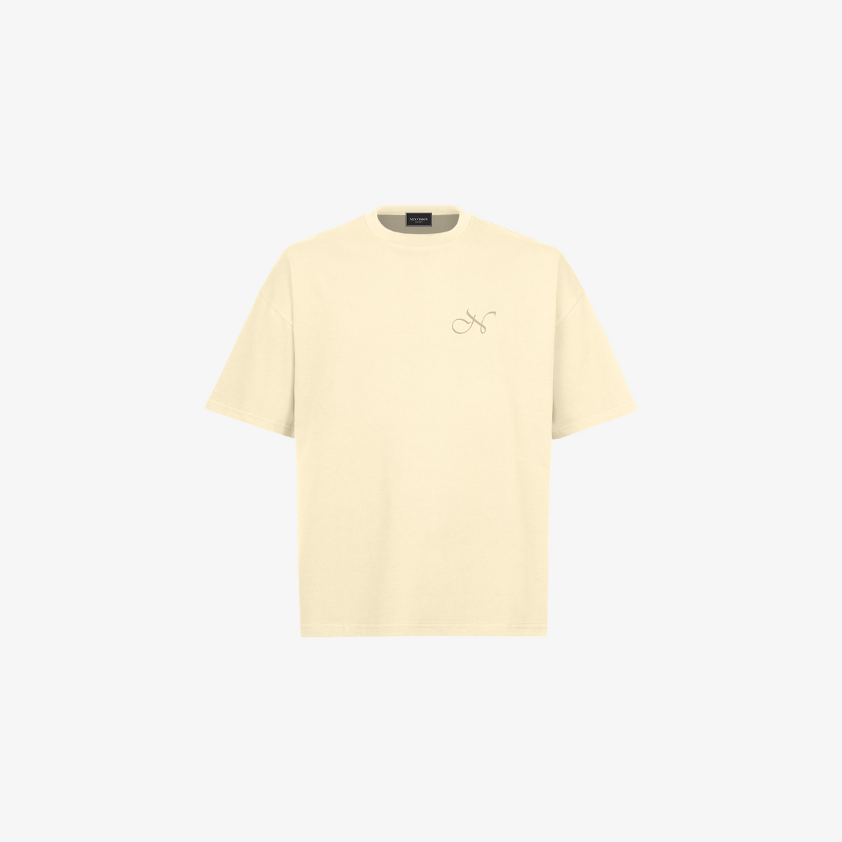 CREAM ORGANIC EMBROIDERED TEE