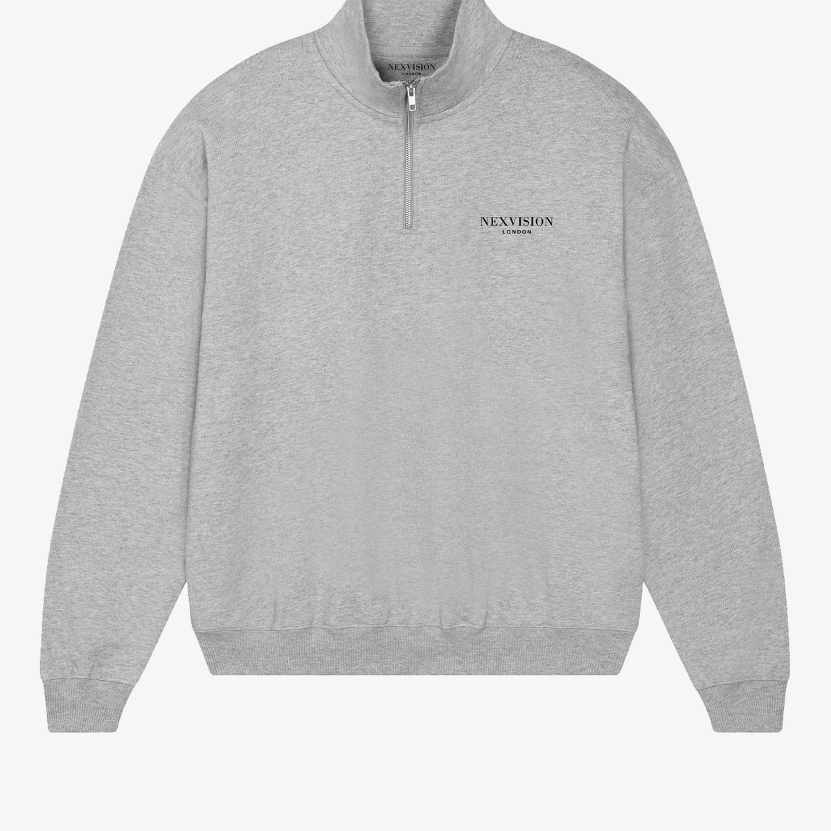 Organic Oversized Quarter Zip Sweatshirt | Grey Marl