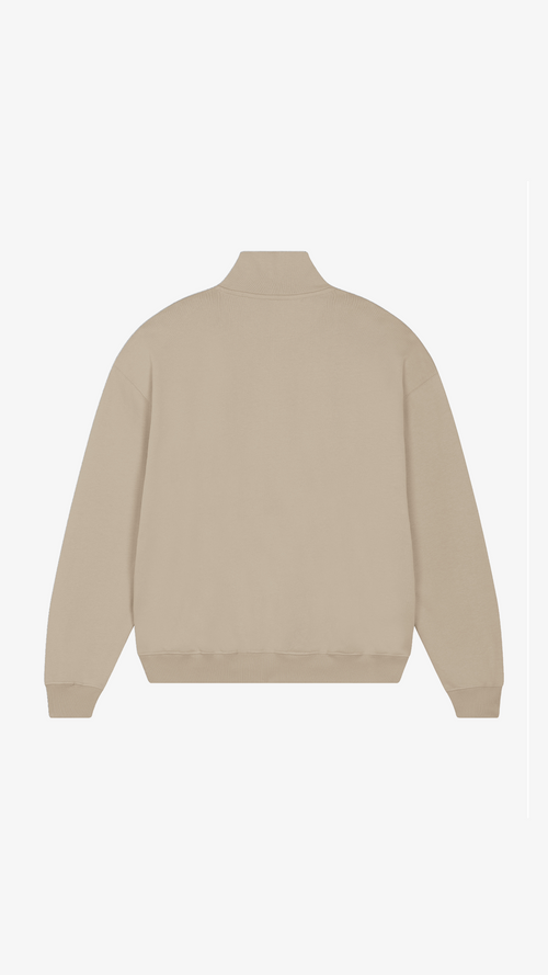 Beige Oversized Boxy Quarter Zip Sweatshirt
