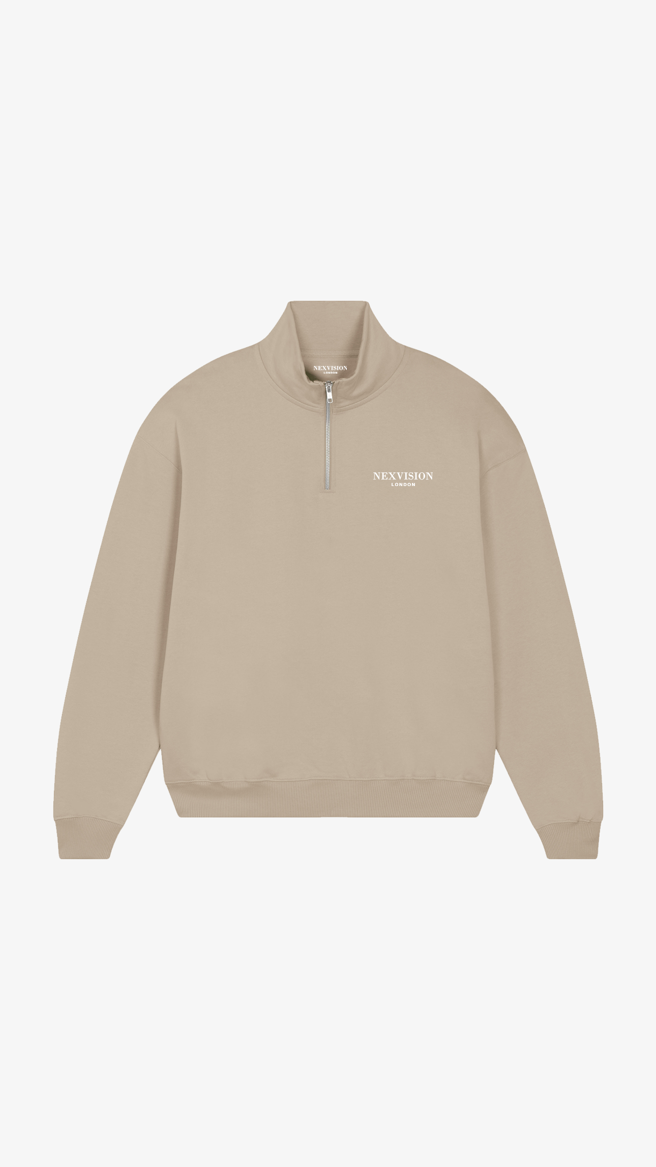 Oversized Boxy Quarter Zip Sweatshirt Beige