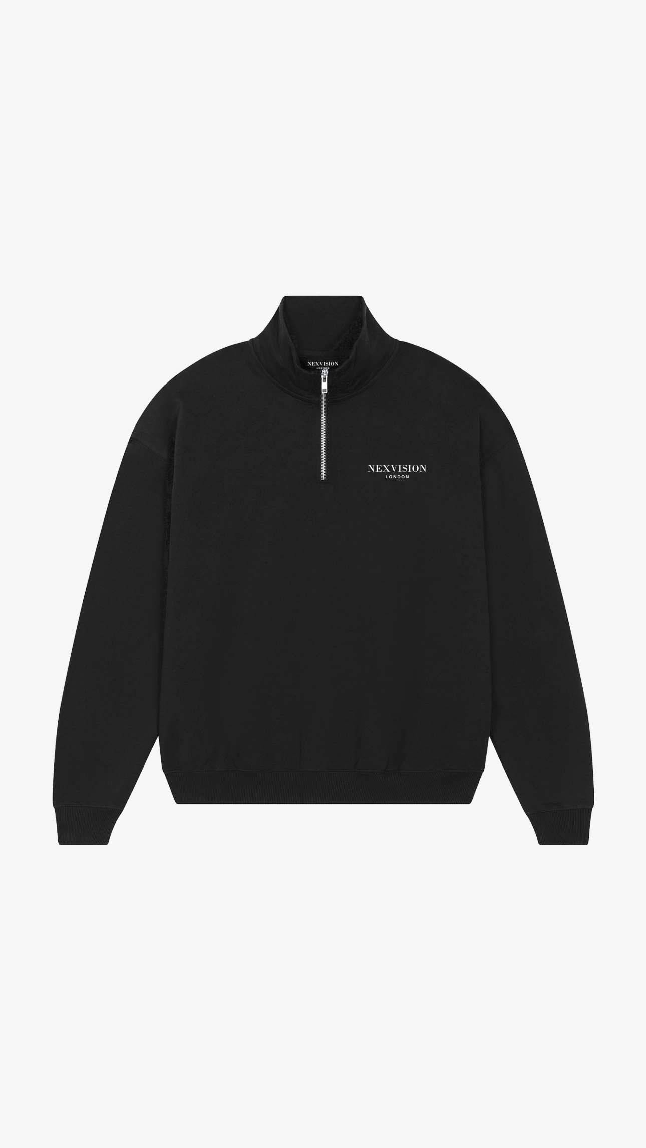 Oversized Boxy Quarter Zip Sweatshirt Black