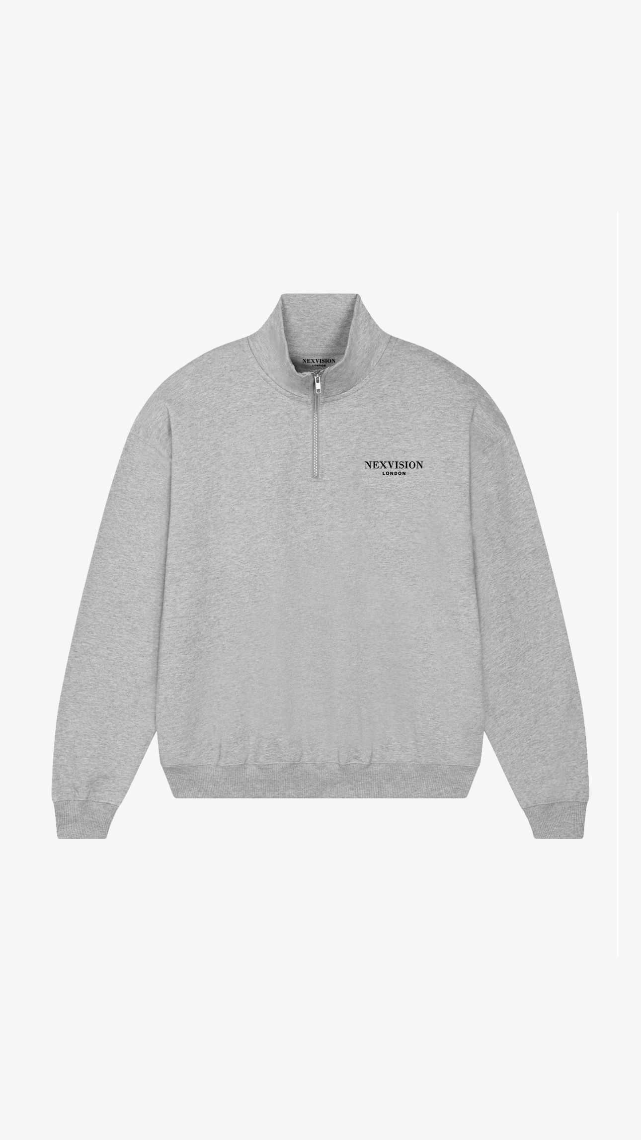 Oversized Boxy Quarter Zip Sweatshirt Grey Marl